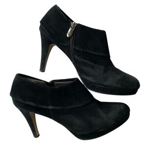 Adrienne Vittadini‎ Women's Low Ankle Heeled Booties Size 8.5 Black Suede